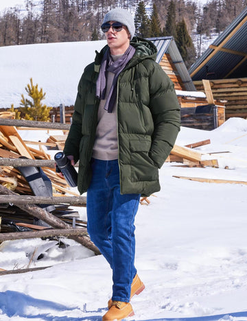 Rejork coat hooded water-resistant texture highlights dry wear in wet conditions.