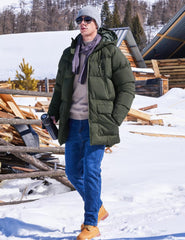 Rejork coat hooded water-resistant texture highlights dry wear in wet conditions.