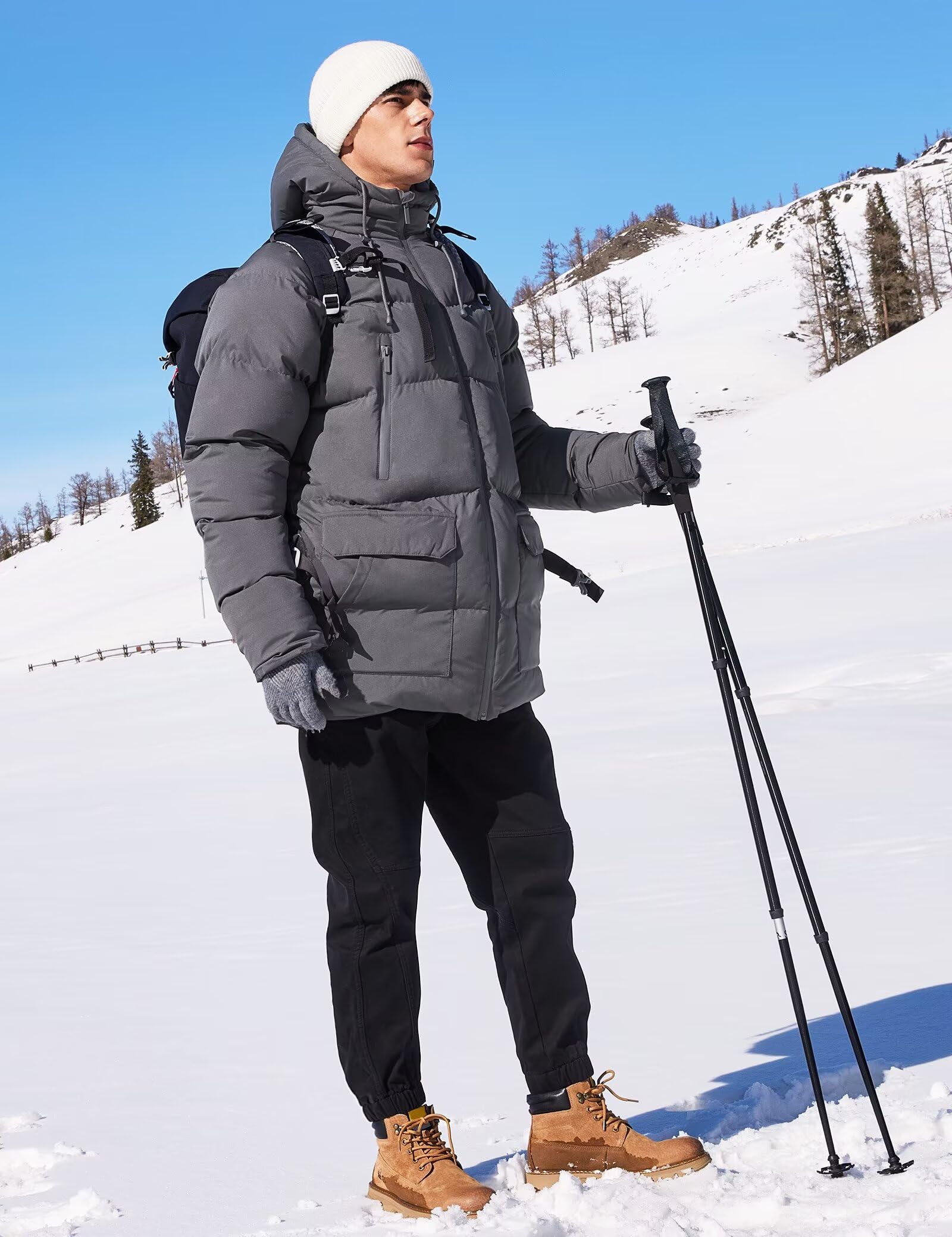 Rejork water-resistant winter coat close-up emphasizes durable fabric and breathability