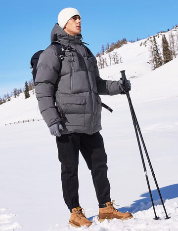 Rejork water-resistant winter coat close-up emphasizes durable fabric and breathability