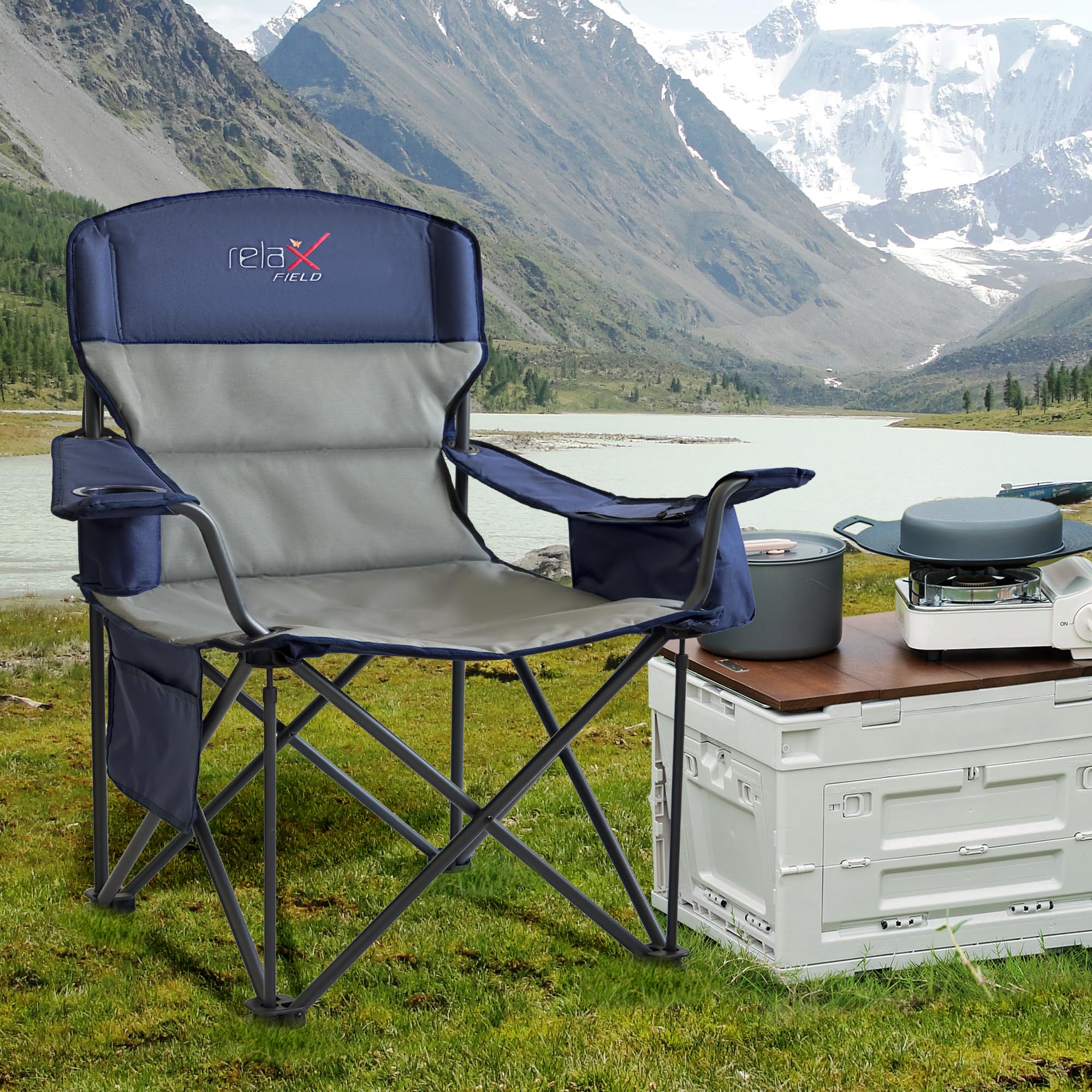 RELAX FIELD 2 Pack Oversized Chair folded-storage demonstrates quick setup and easy transport.