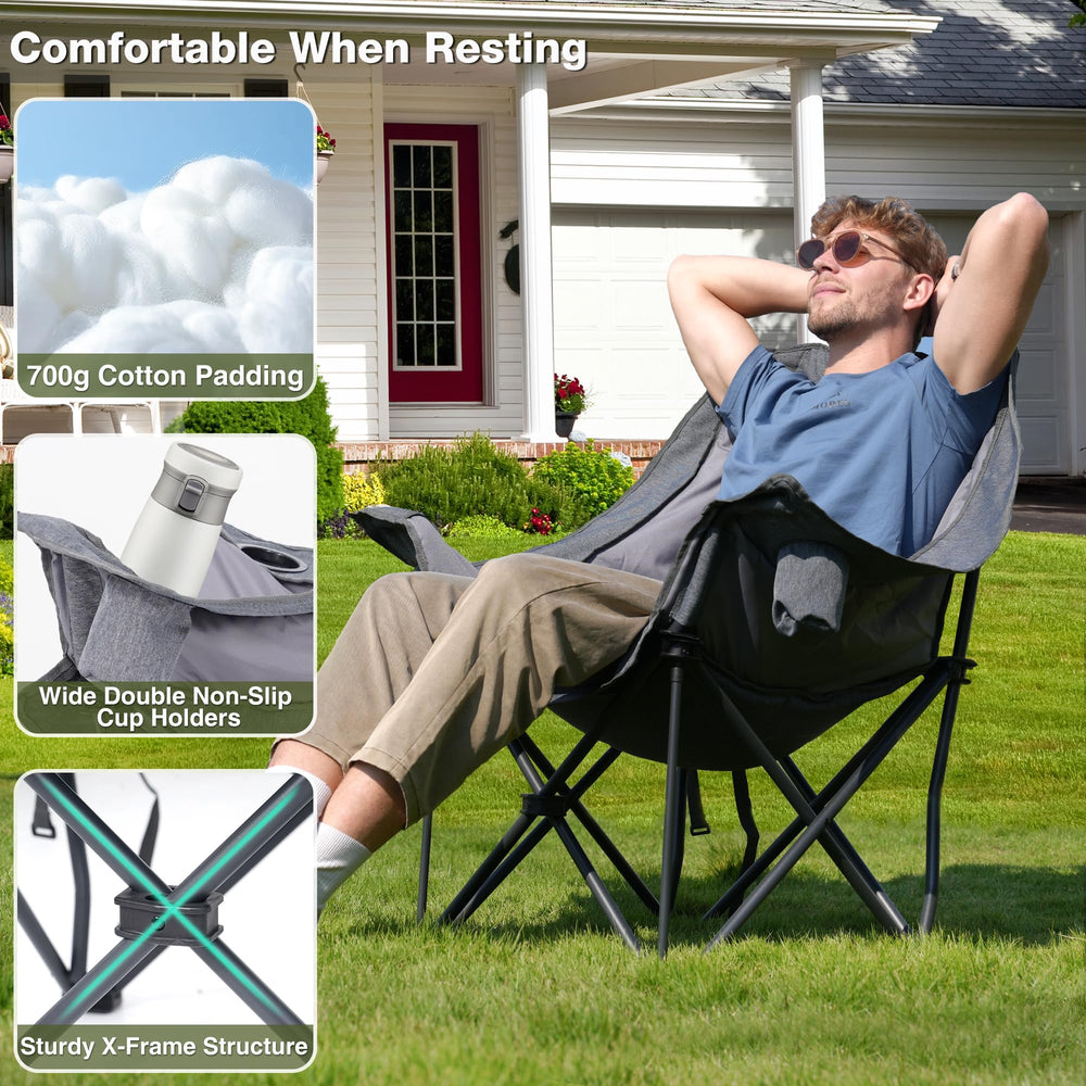 RELAX FIELD chair with cup holder and side pocket for convenient storage