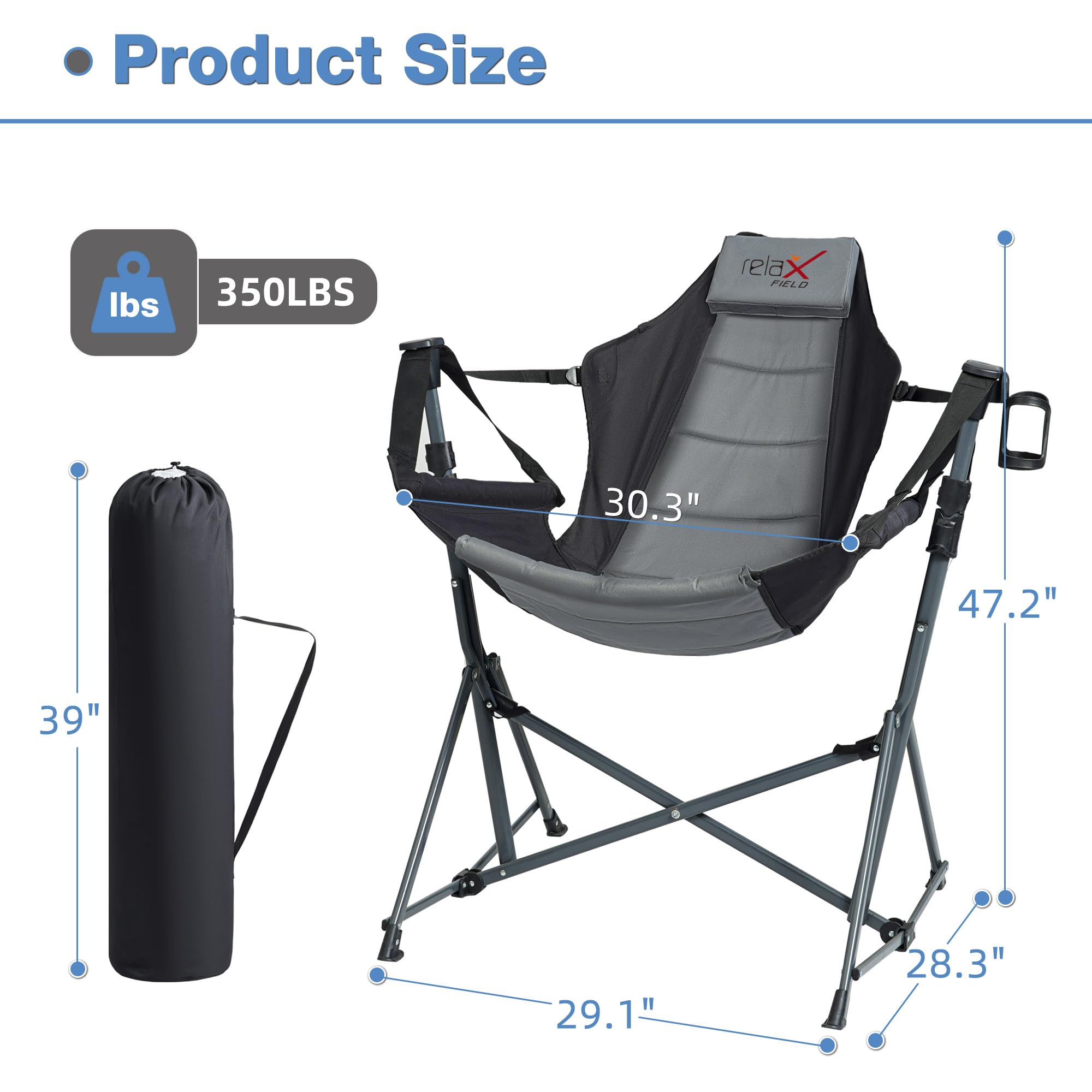 RELAX FIELD Hammock Camping Chair adjustable backrest for the ideal angle.