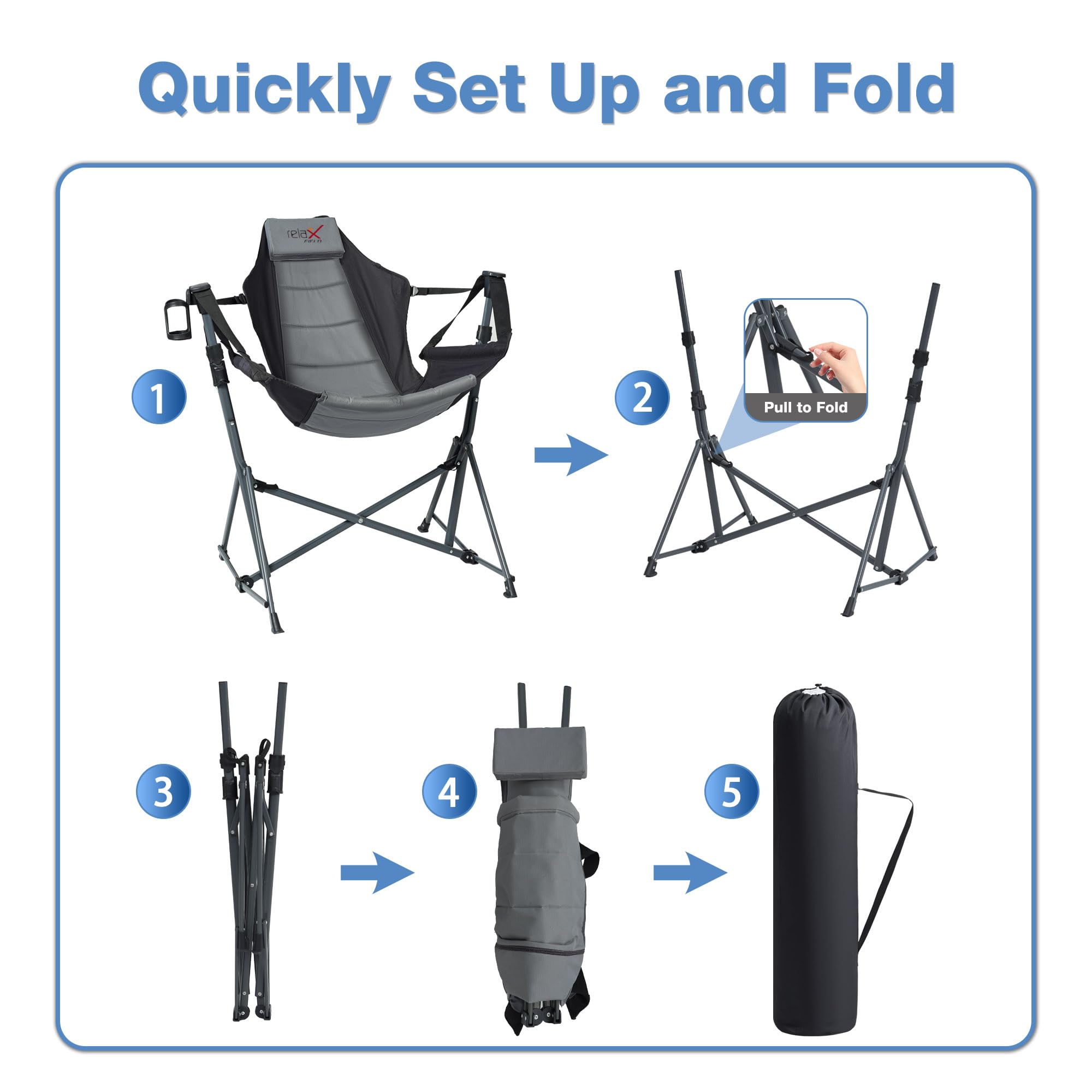 RELAX FIELD Hammock Camping Chair detachable cup holder can be mounted left or right.