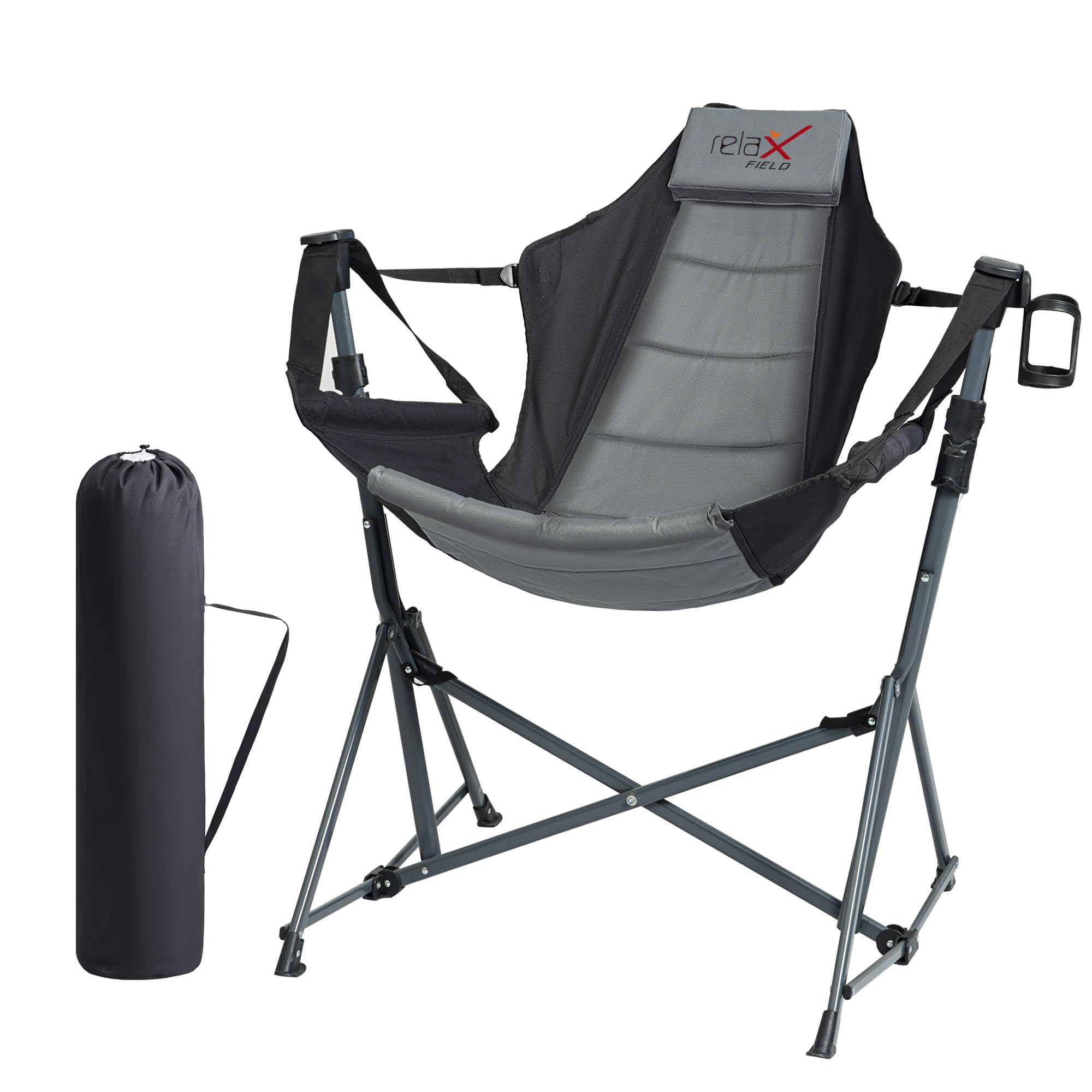RELAX FIELD Hammock Camping Chair sturdy frame supports up to 350 lbs.