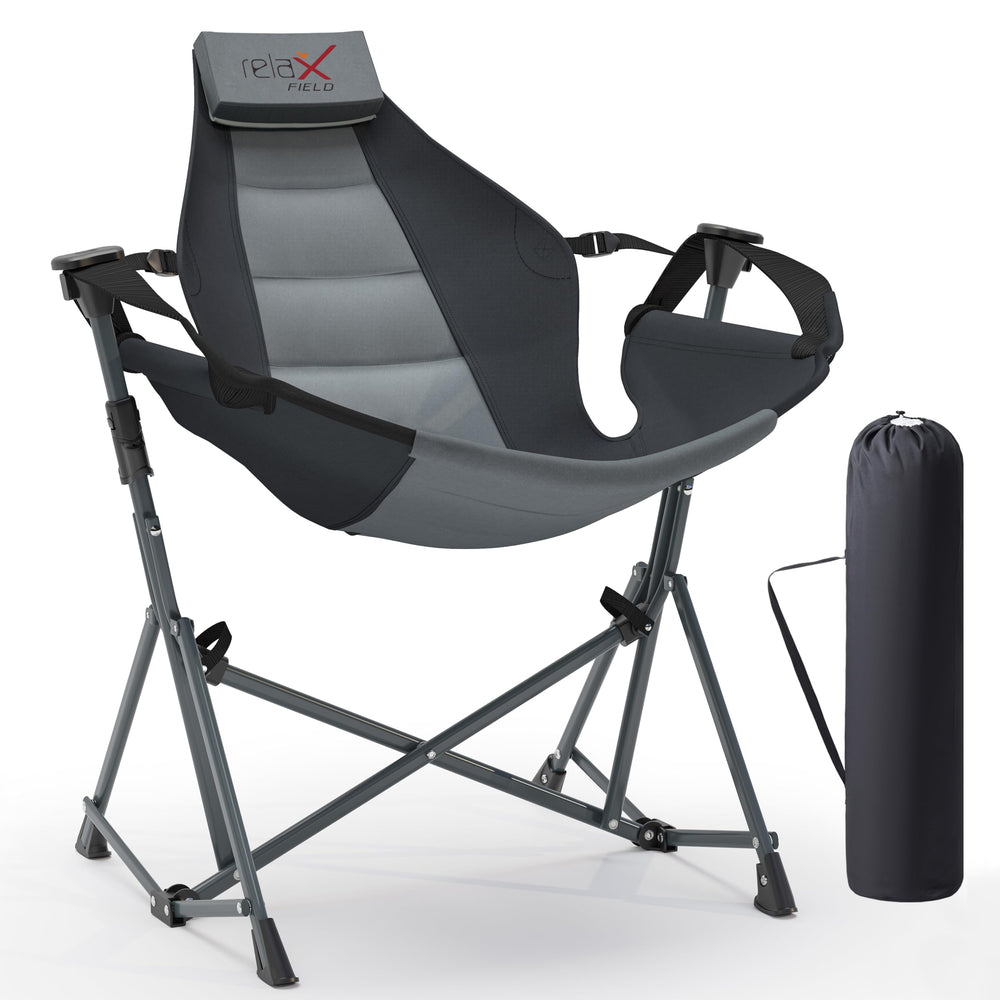 RELAX FIELD Hammock Camping Chair folded compact for travel and quick setup outdoors.
