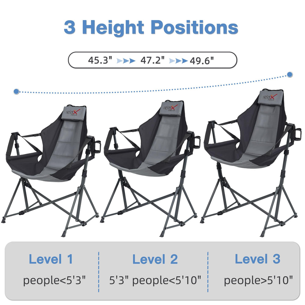 RELAX FIELD Hammock Camping Chair three height positions adapt to your height.