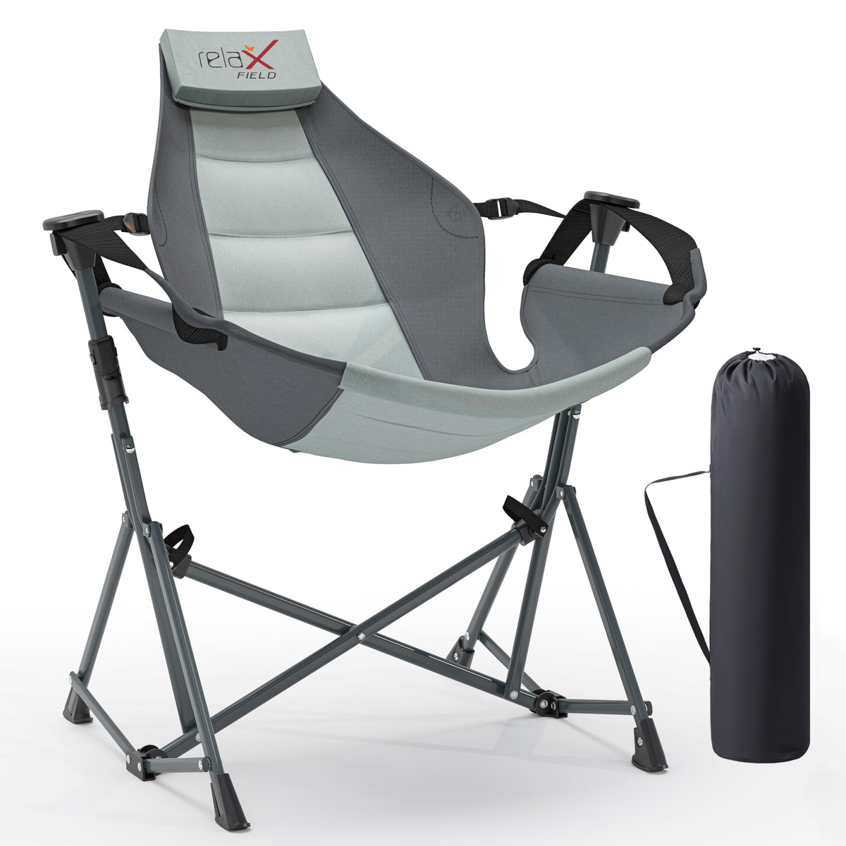 RELAX FIELD Hammock Chair with 3 heights for customizable outdoor relaxation.