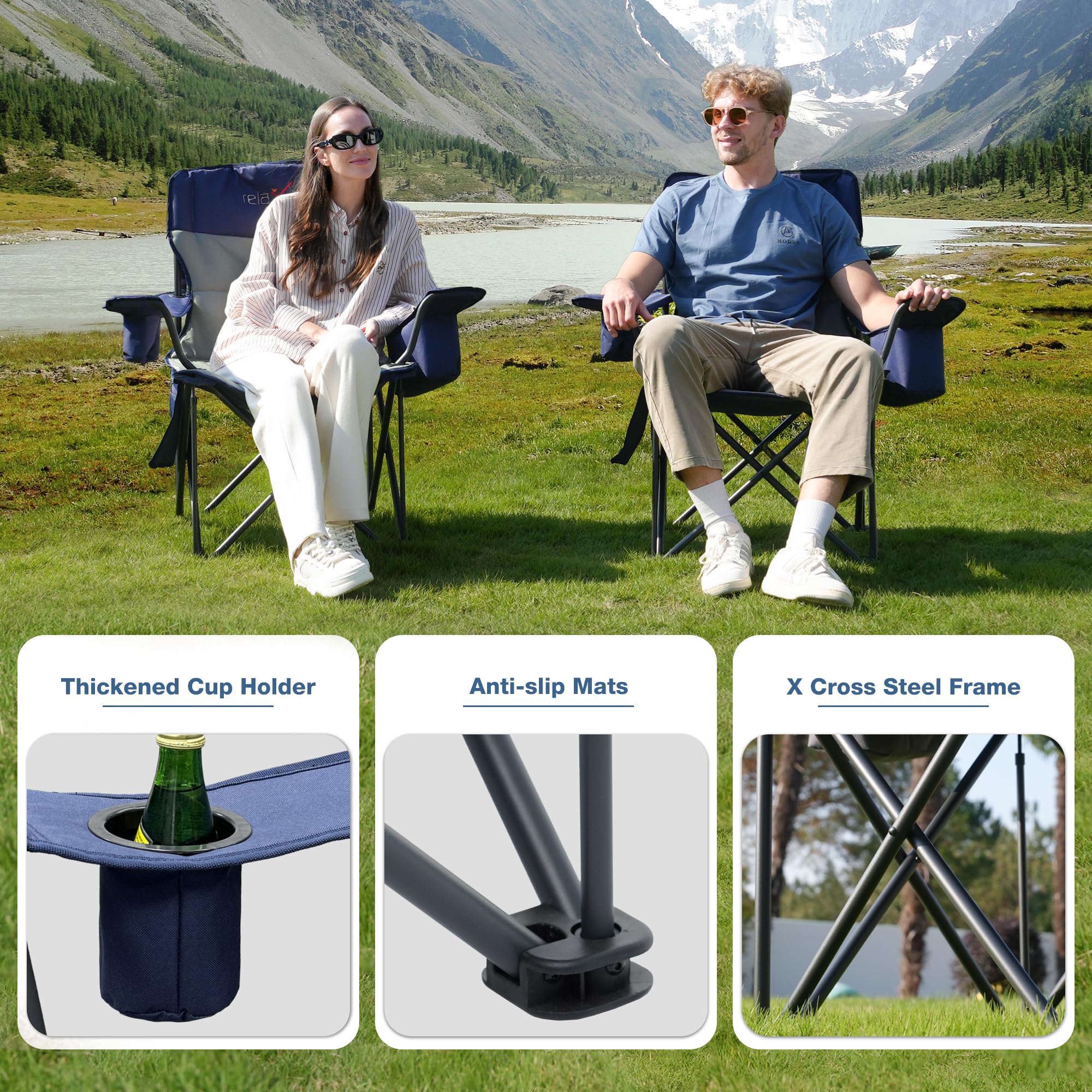 Relax Field heavy-duty frame supports up to 500 lbs securely