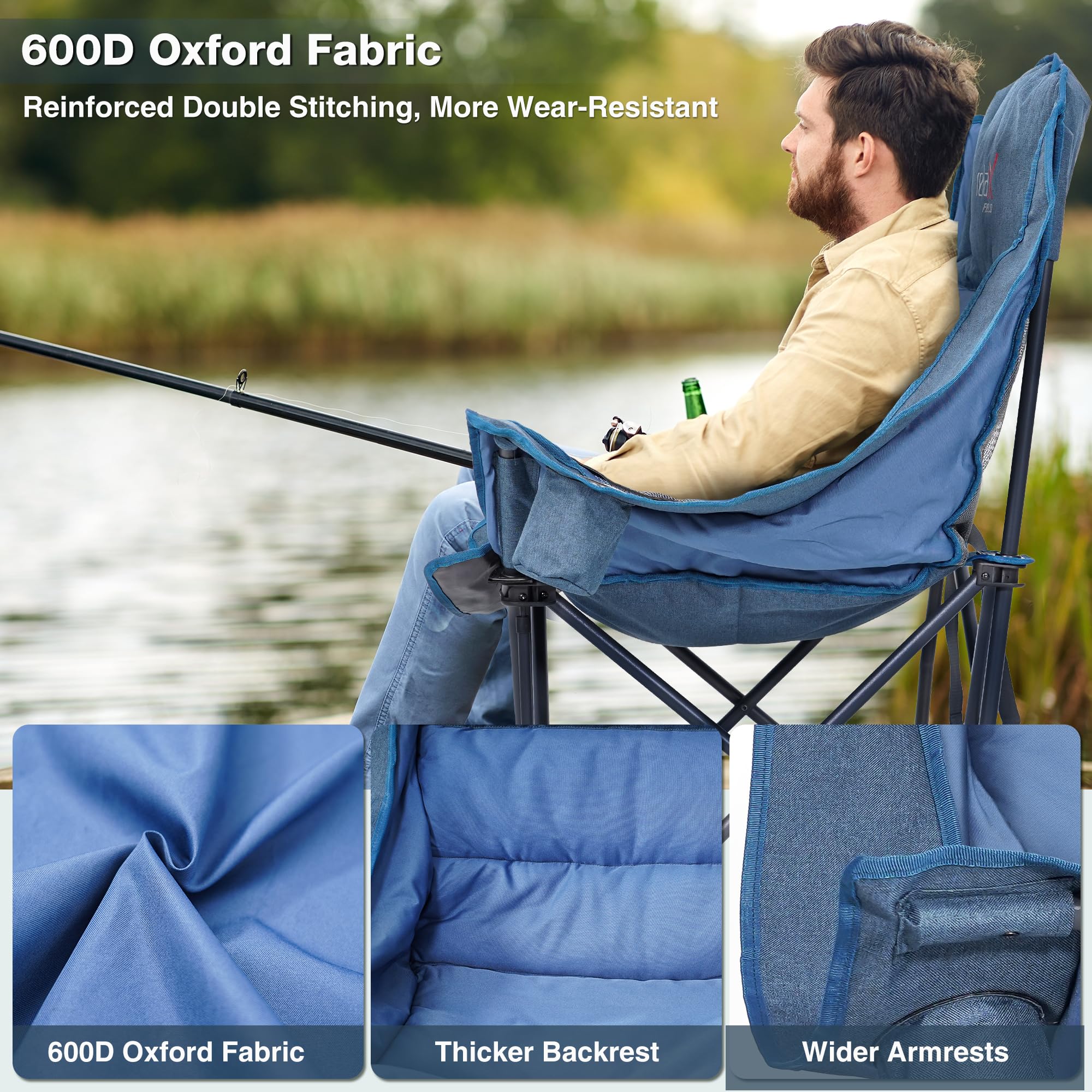 RELAX FIELD oversized chair cup holder for beverages on the go.