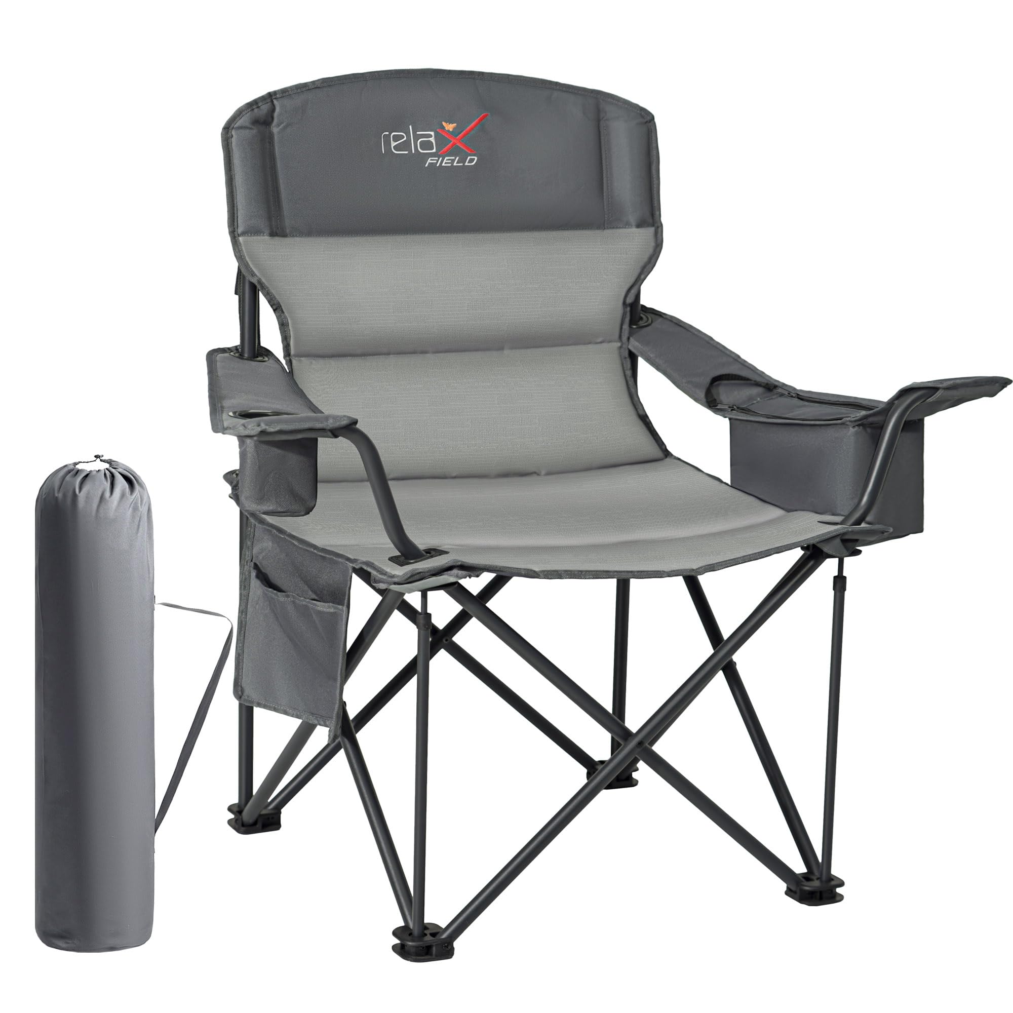 RELAX FIELD oversized chair setup demonstrates quick open-and-go comfort for outdoor use.