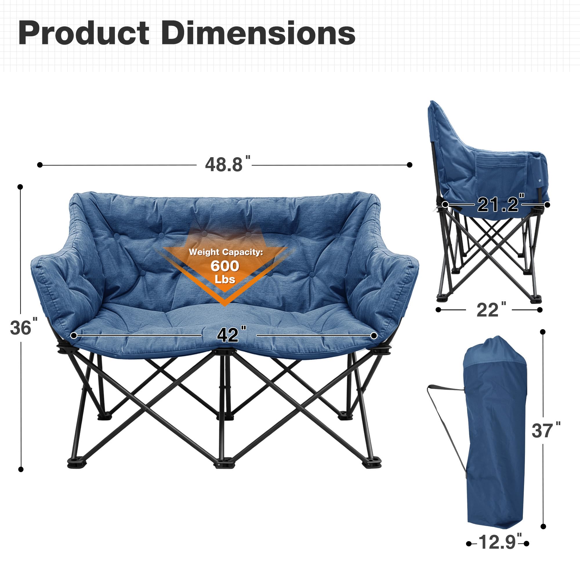 RELAX FIELD padded backrest and seat for extended comfort.