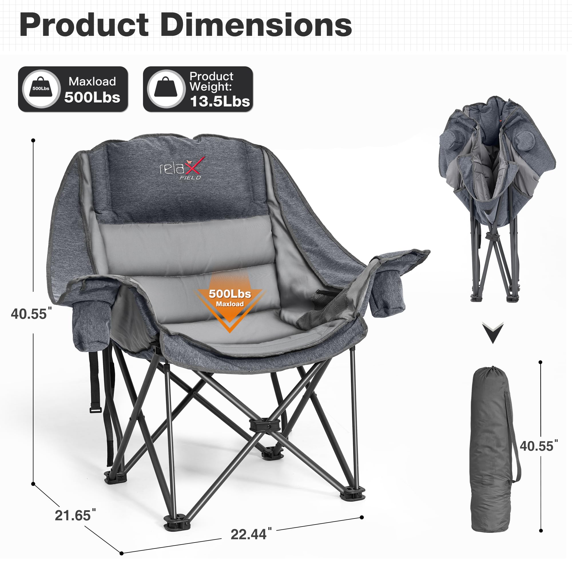 RELAX FIELD steel-frame chair supporting up to 500 lbs for sturdy outdoor seating