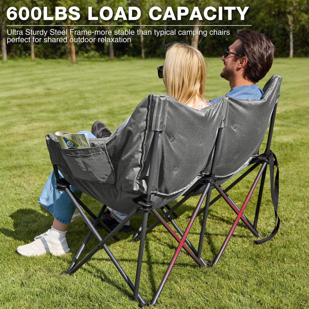 RELAX FIELD sturdy steel frame with side pockets keeps essentials handy