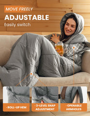 Relexit wearable sleeping bag sleeveless design: adjustable warmth for easy sleep and movement.