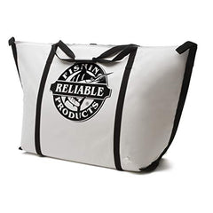 Reliable Fishing Products insulated cooler bag shows collapsible design for easy stowaway