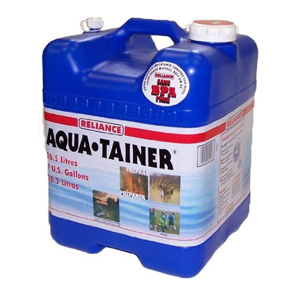Reliance Aqua-Tainer 7-gallon tank features hideaway spigot for on-demand dispensing.