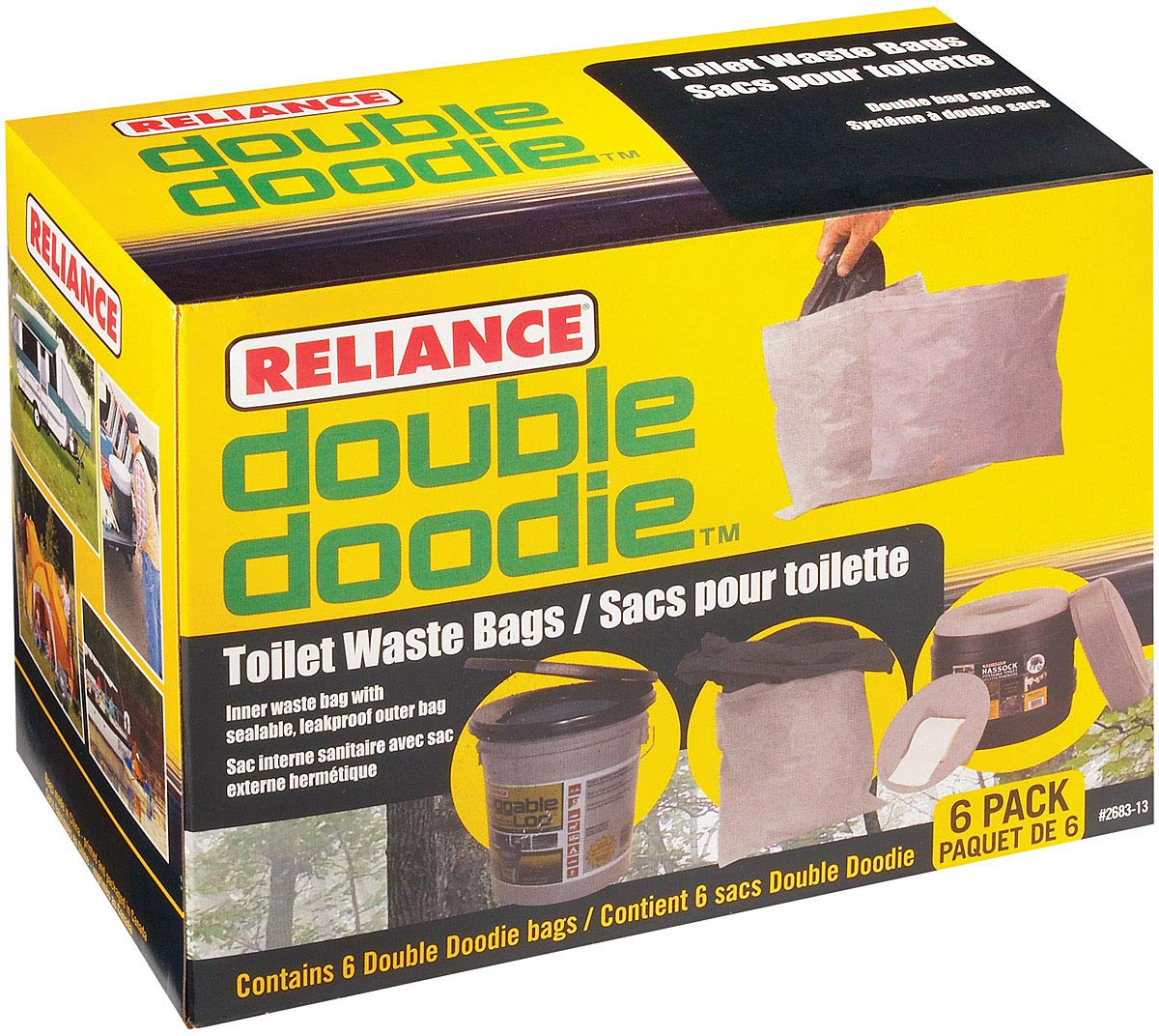 Reliance Controls Double Doodie two-in-one bag design for secure portable toilet waste containment.