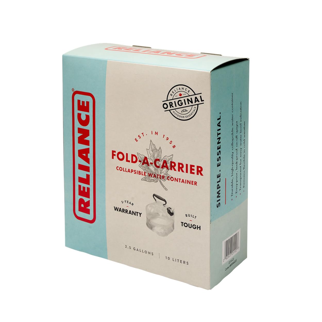 Reliance Fold-A-Carrier 2.5 gallon spigot keeps leaks out during pours.