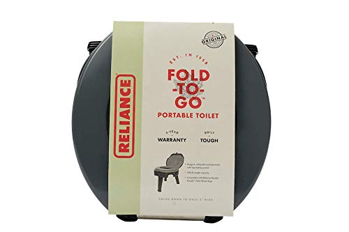 Set-up footprint of Reliance FOLD-to-GO toilet 14.5 by 14.5 by 14.5 inches.