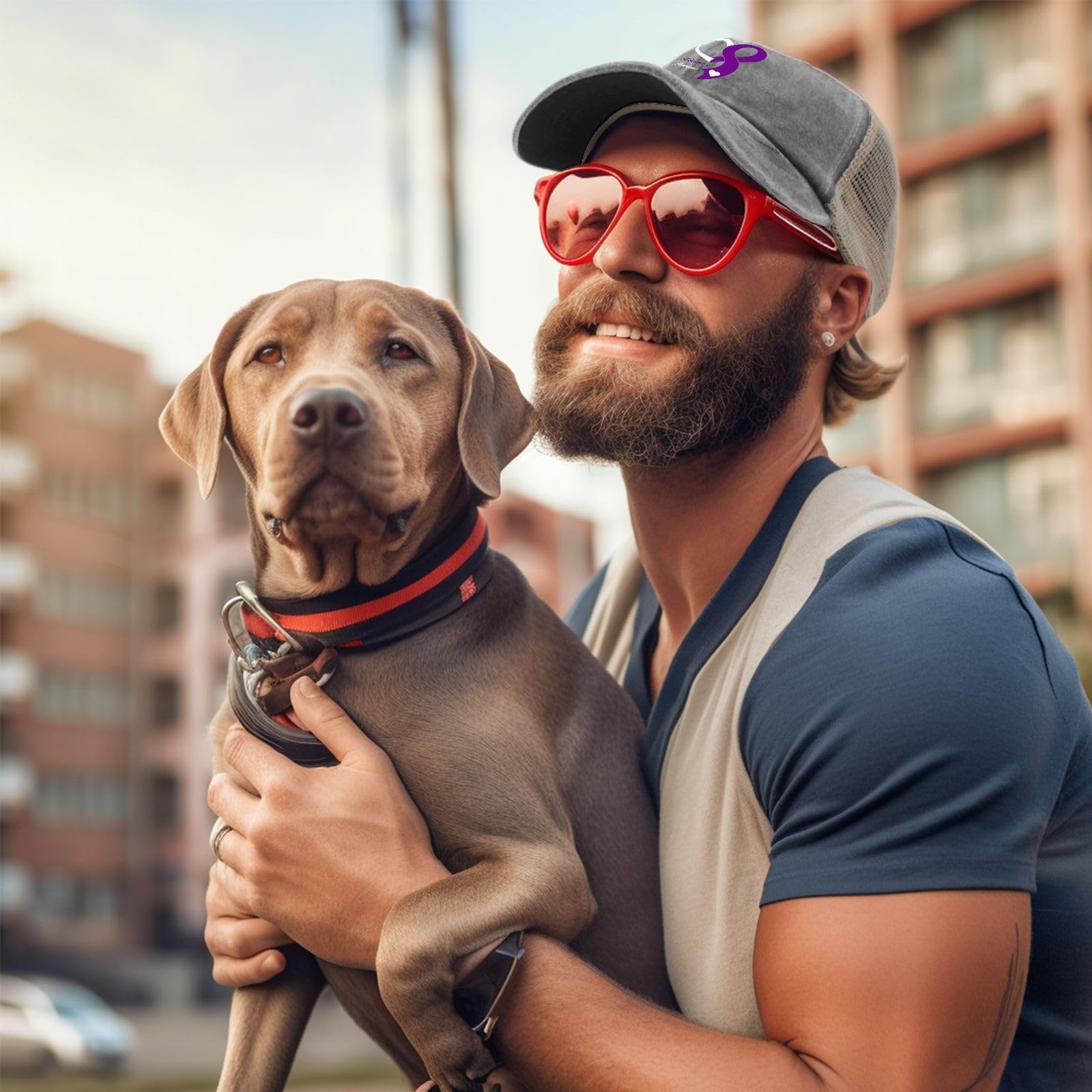 Model wearing the trucker hat in a casual setting