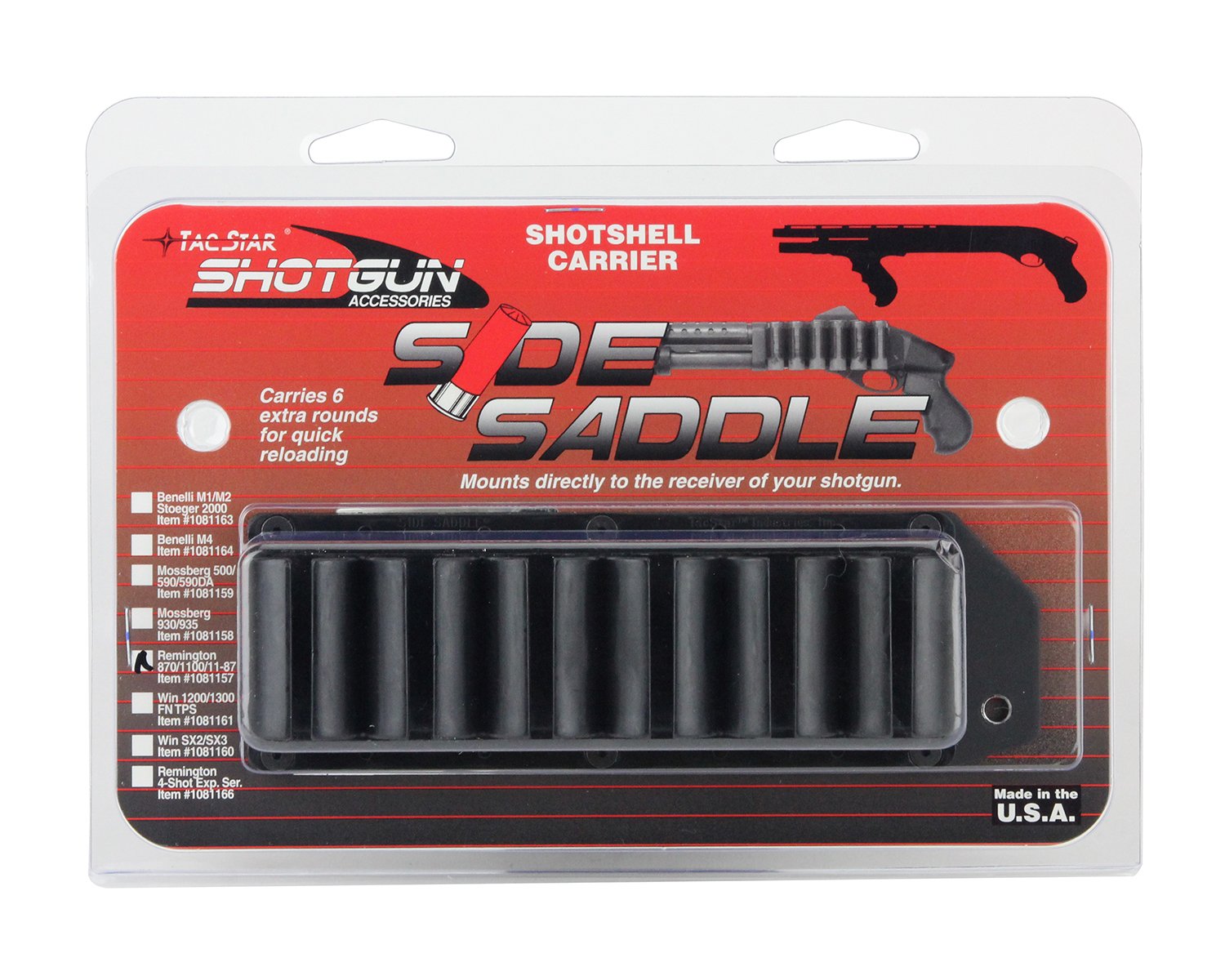 Remington shotgun with TacStar Side Saddle installed on the receiver