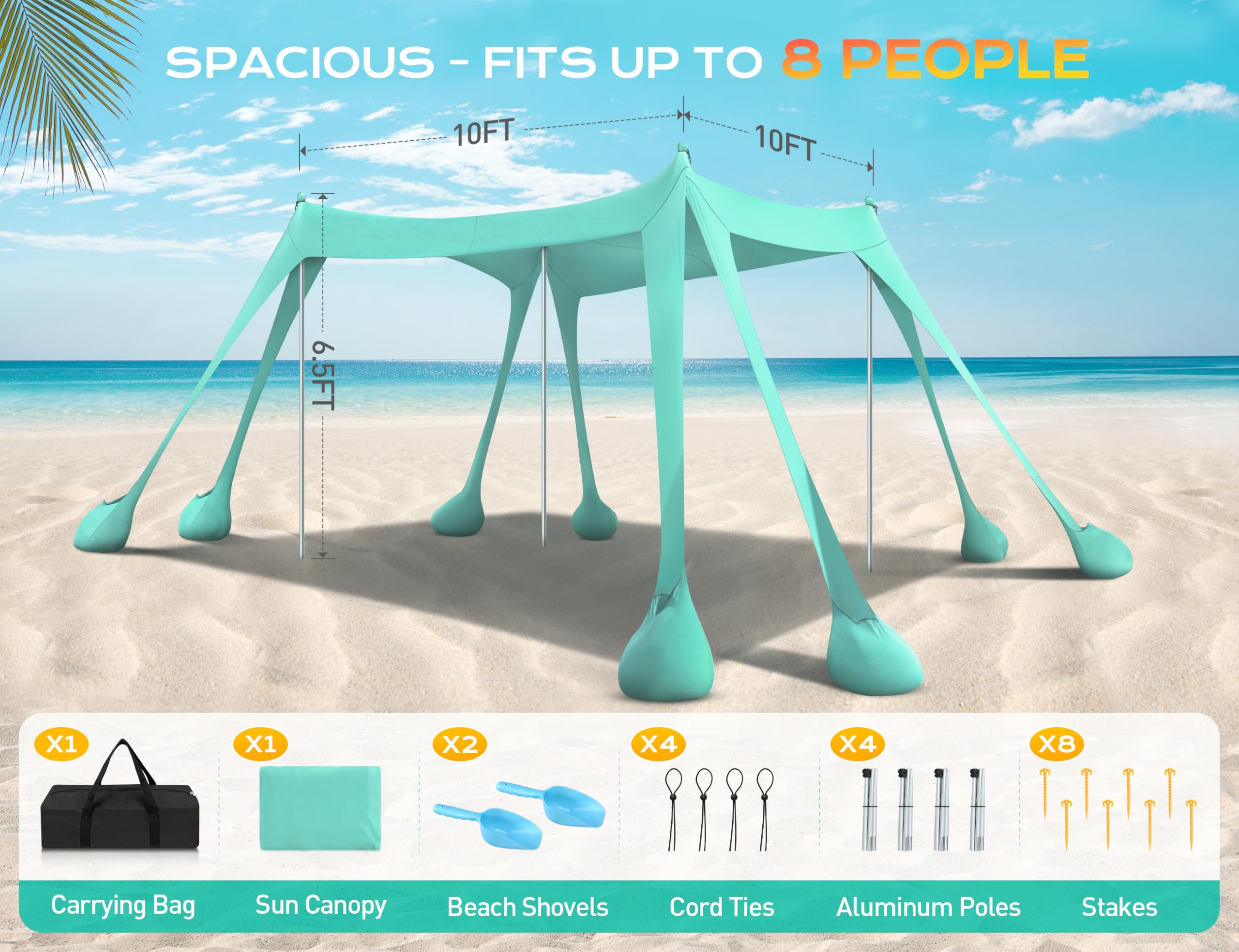 Rengue beach tent 4 aluminum poles enable fast setup