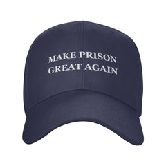 Renzund Make Prison Great Again hat front view showing navy blue cap for everyday wear