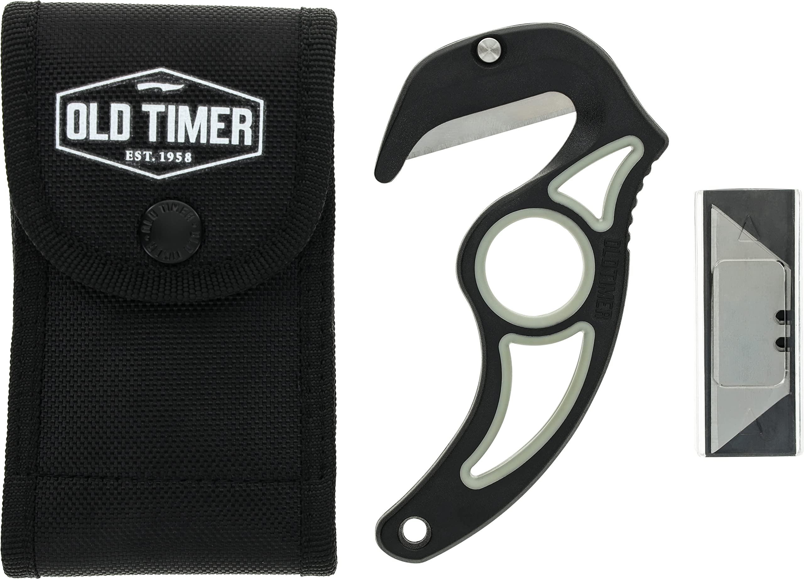 Interchangeable razor blades included with Old Timer gut hook