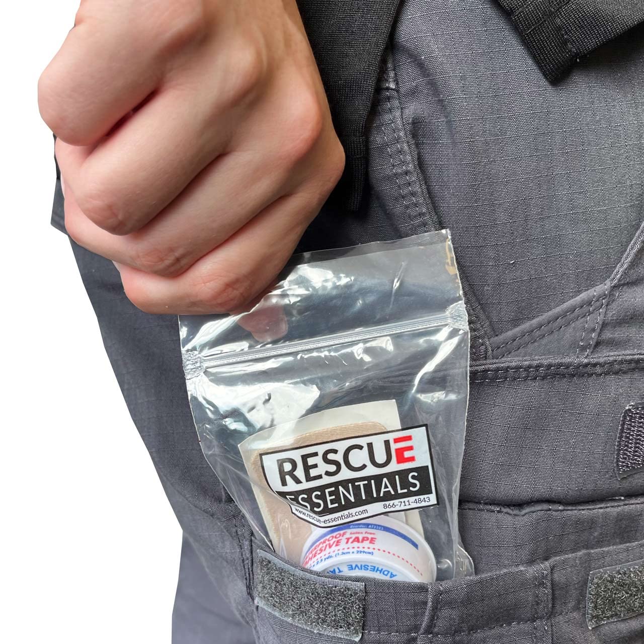 Rescue Essentials Blister Kit tape and gauze for secure temporary protection.