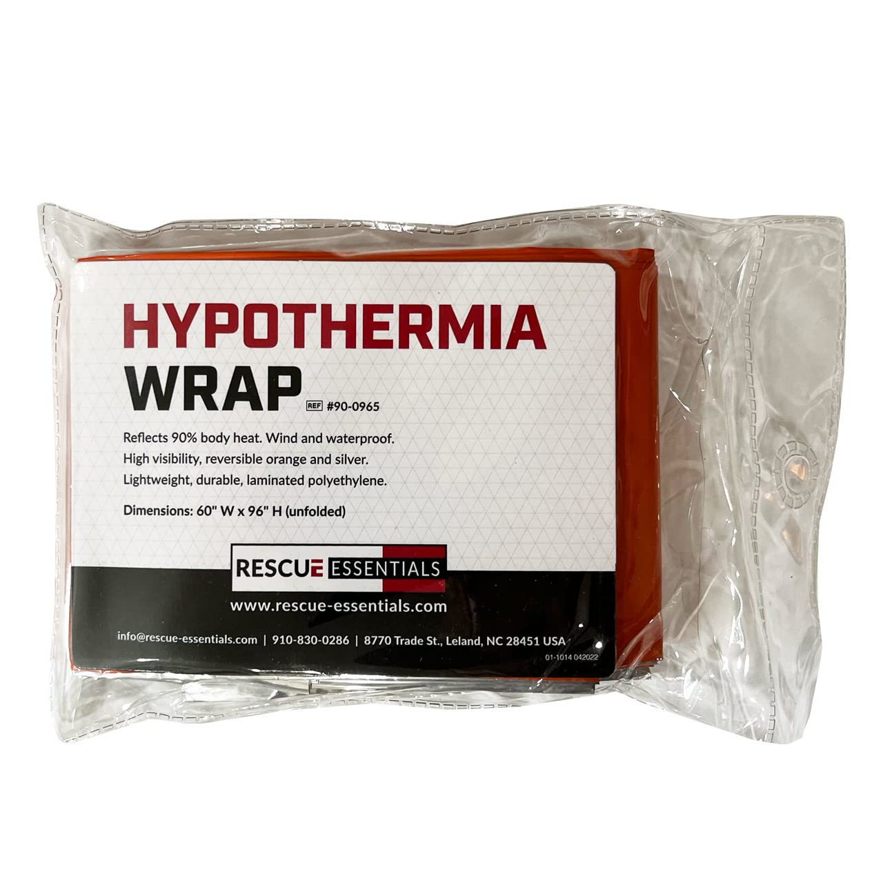Rescue Essentials hypothermia wrap blanket orange open for quick warmth