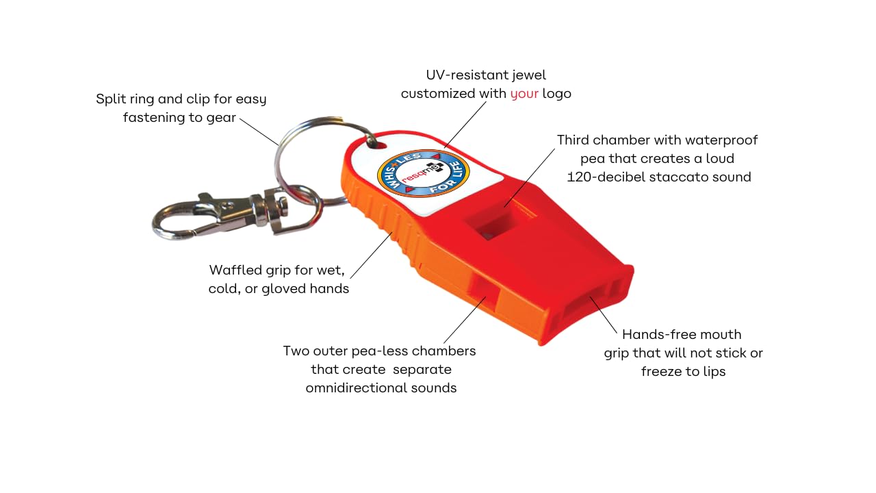 Compact RESQME whistle fits pockets for quick access during hiking and running.