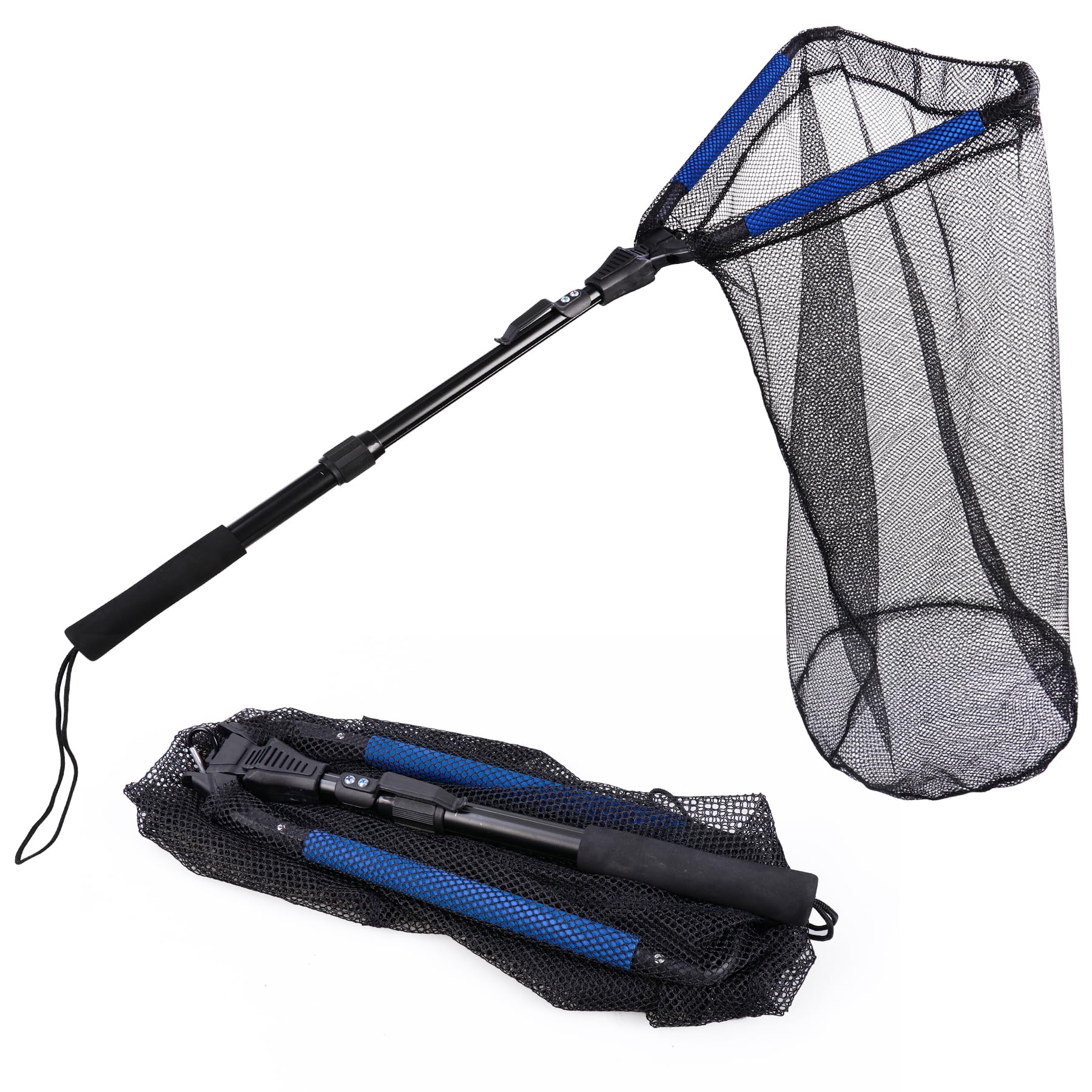 RESTCLOUD fishing landing net with telescoping pole extends reach for extended catching