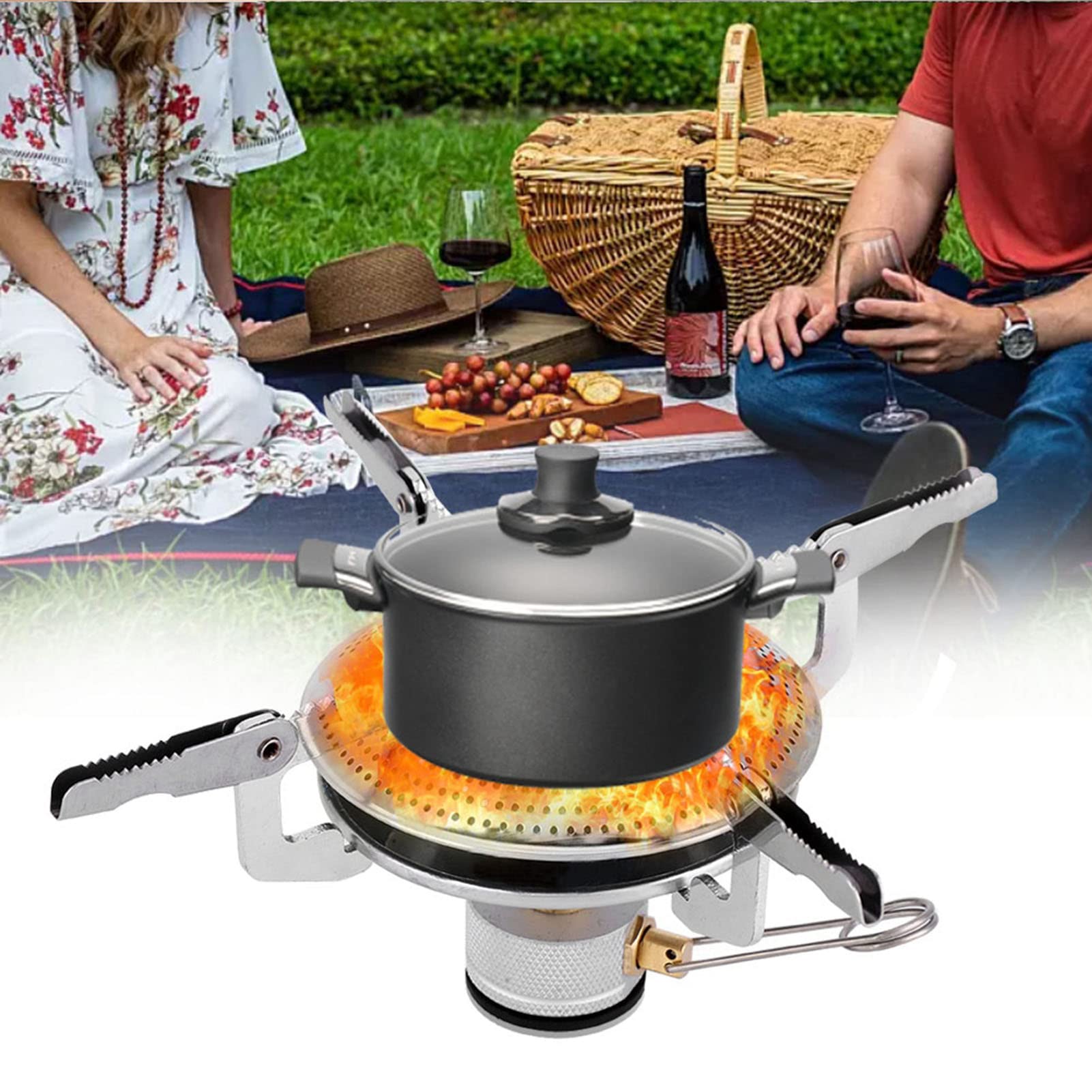 Restokki camping stove with included canvas bag for easy transport.