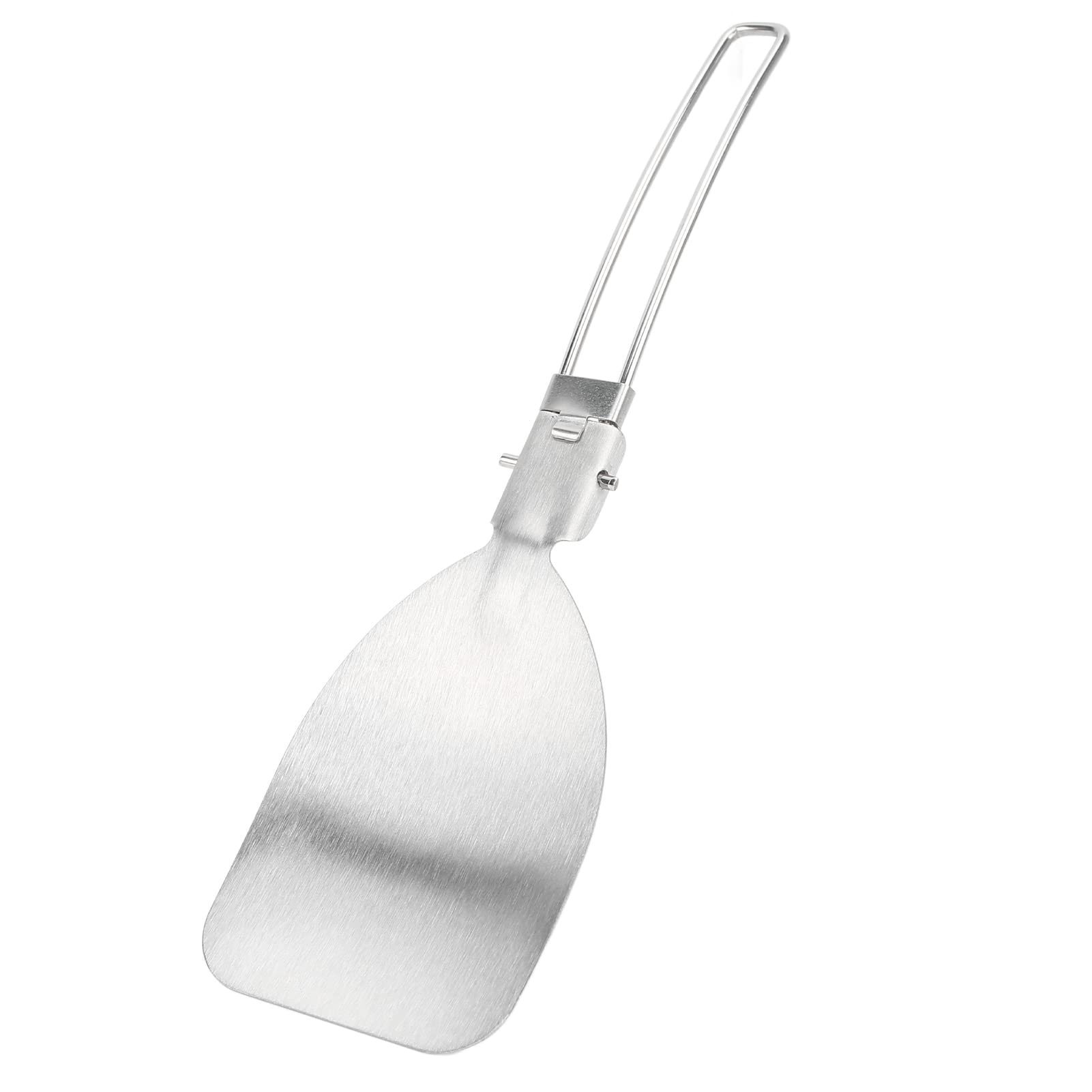 Restokki foldable camping spatula in titanium for compact, lightweight outdoor cooking.
