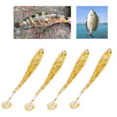 Restokki T-tail grub lure close-up showing curved tail for lifelike action.