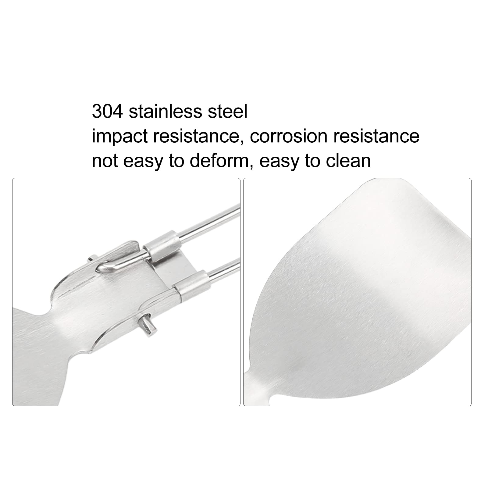 Restokki titanium spatula with folding handle for easy storage during camping.