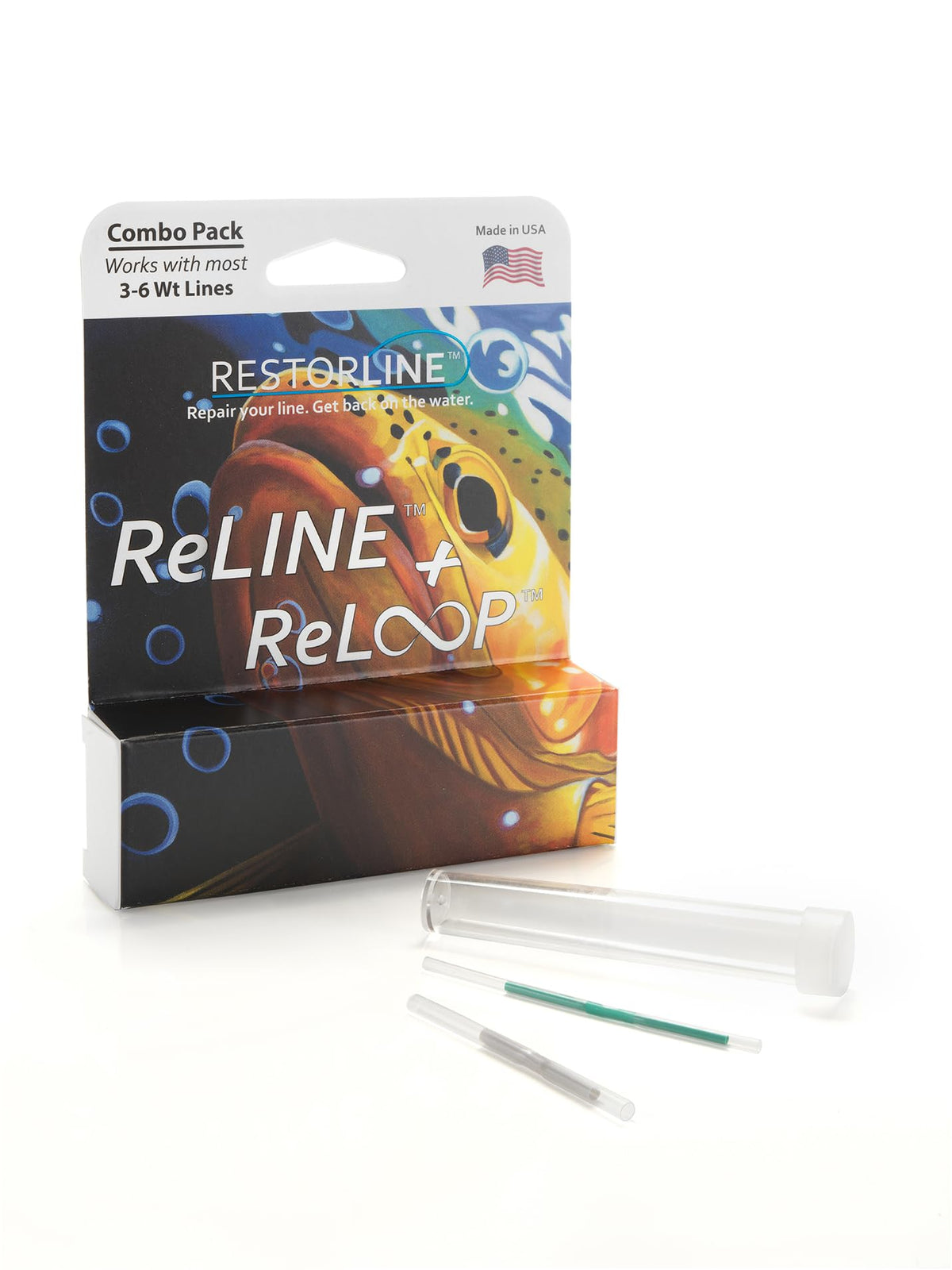 RestorLine Fly Fishing Combo Kit for 3-6wt lines including blue ReLine and gray ReLOOP