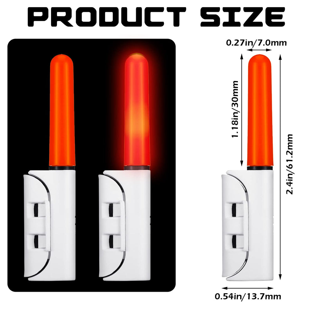 Boxed contents showing glow sticks and batteries in red, green, and hook-flashing