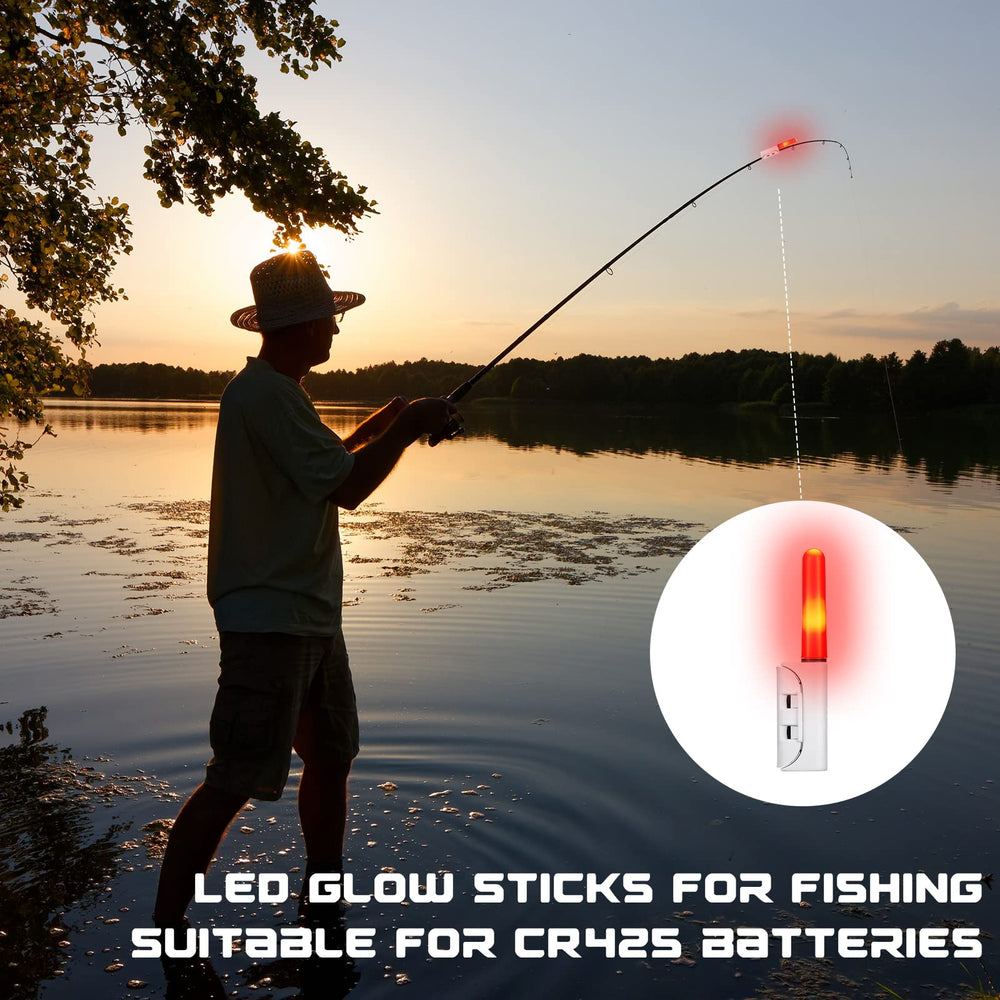 Glow sticks and batteries included for night fishing