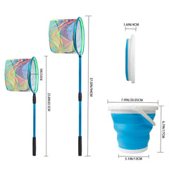 Close up of retractable aluminum pole and nylon fishing net