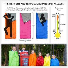 REVALCAMP sleeping bag measures 30x71 inches, fits up to 6'1" tall.
