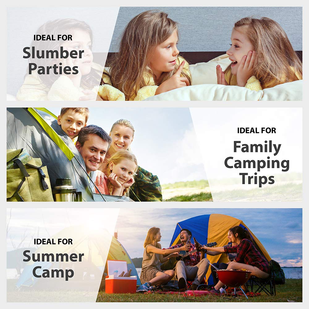 REVALCAMP sleeping bag ready for indoor or outdoor use in mild weather.