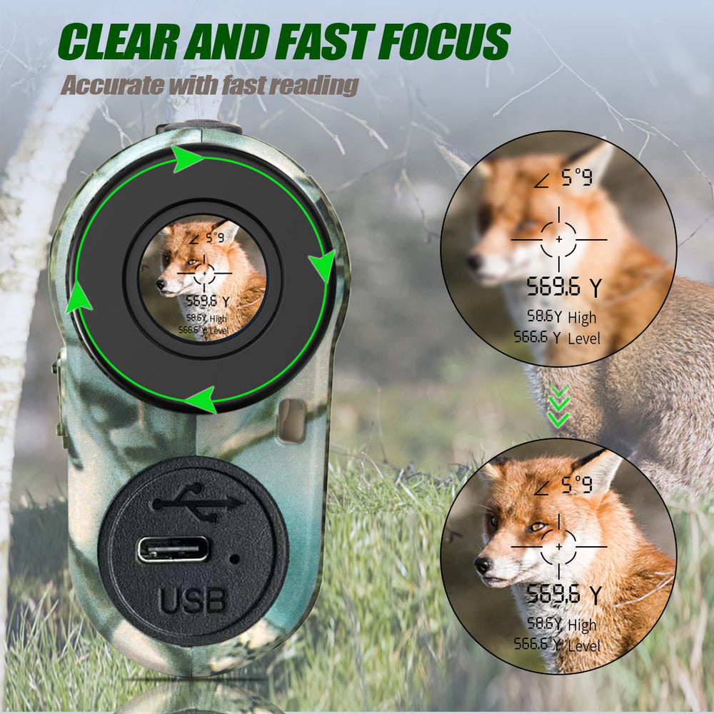 REVASRI rangefinder with rechargeable battery and rain-proof design for outdoor reliability.