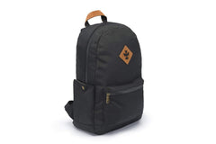 Revelry large black backpack front view for travel and daily use.