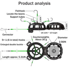 Close-up of 6-hook carp feeder rig