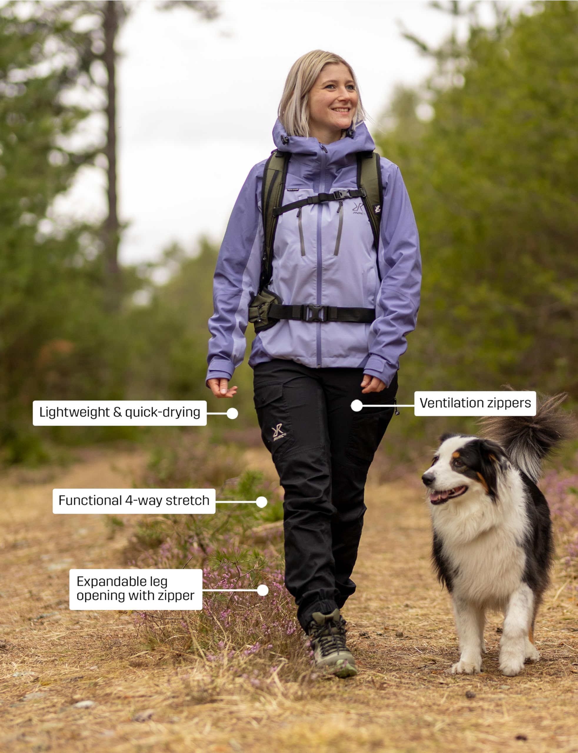 RevolutionRace Rambler Lightweight Pro Pants fabric texture closeup, durable and flexible for rugged trails