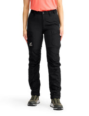 RevolutionRace Rambler Lightweight Pro Pants for Women, side view in black, lightweight comfort for hikes