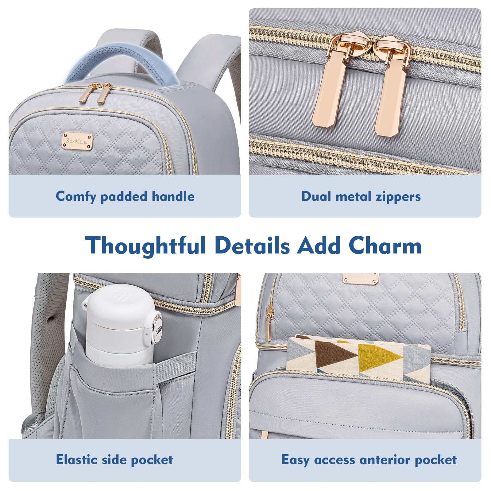 REXMONA backpack airflow back system enhances comfort during wear.