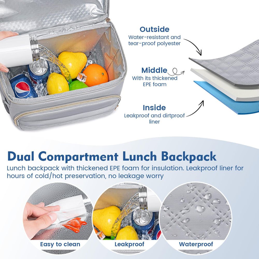 REXMONA backpack cooler insulated bottom compartment keeps drinks and snacks fresh.